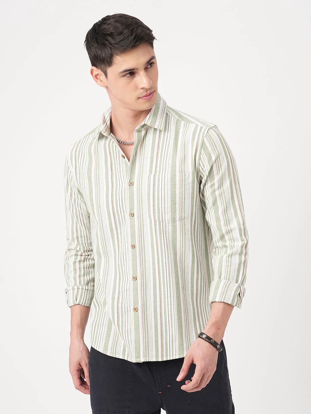 Sea-foam Green & White Roman Striped Shirt - Image 5
