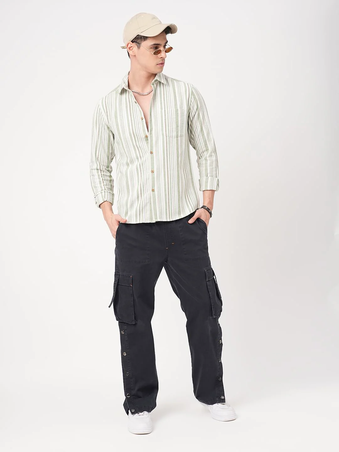 Sea-foam Green & White Roman Striped Shirt - Image 8