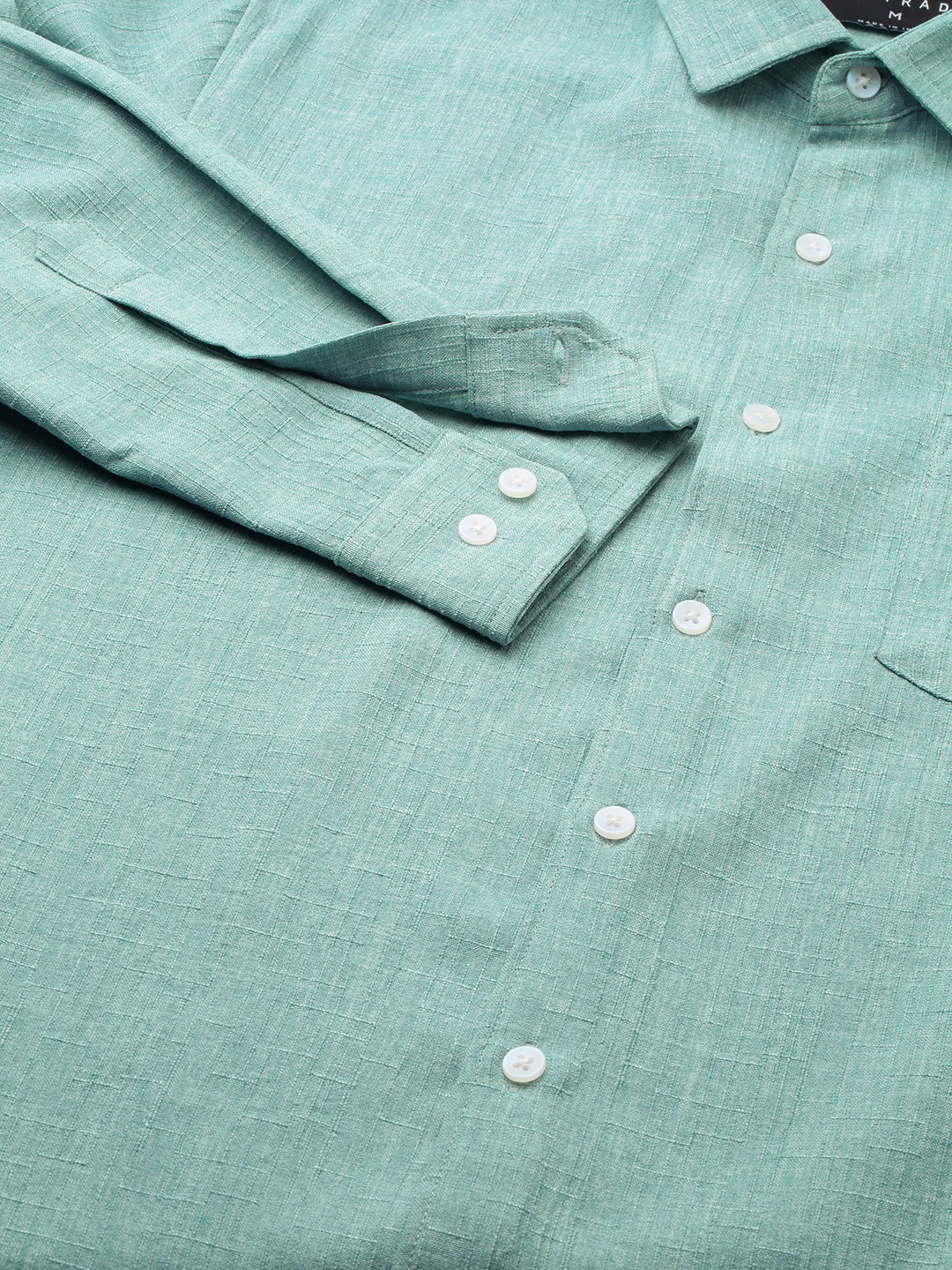 Sea-foam Green Slub Textured Shirt - Image 3