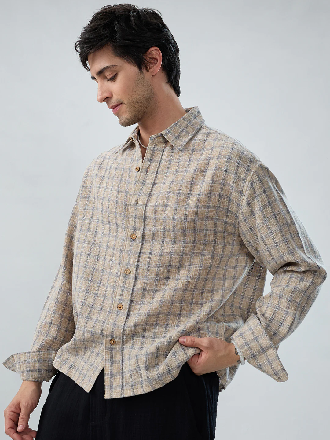 Seaside Beige Burlap Linen Blend Boxy Fit Crop Shirt - Image 6