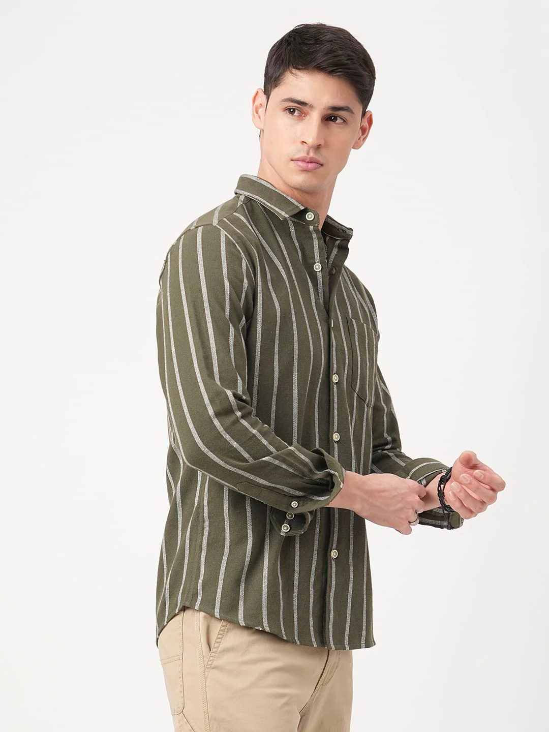 Seaweed Green Chalk Striped Shirt - Image 5