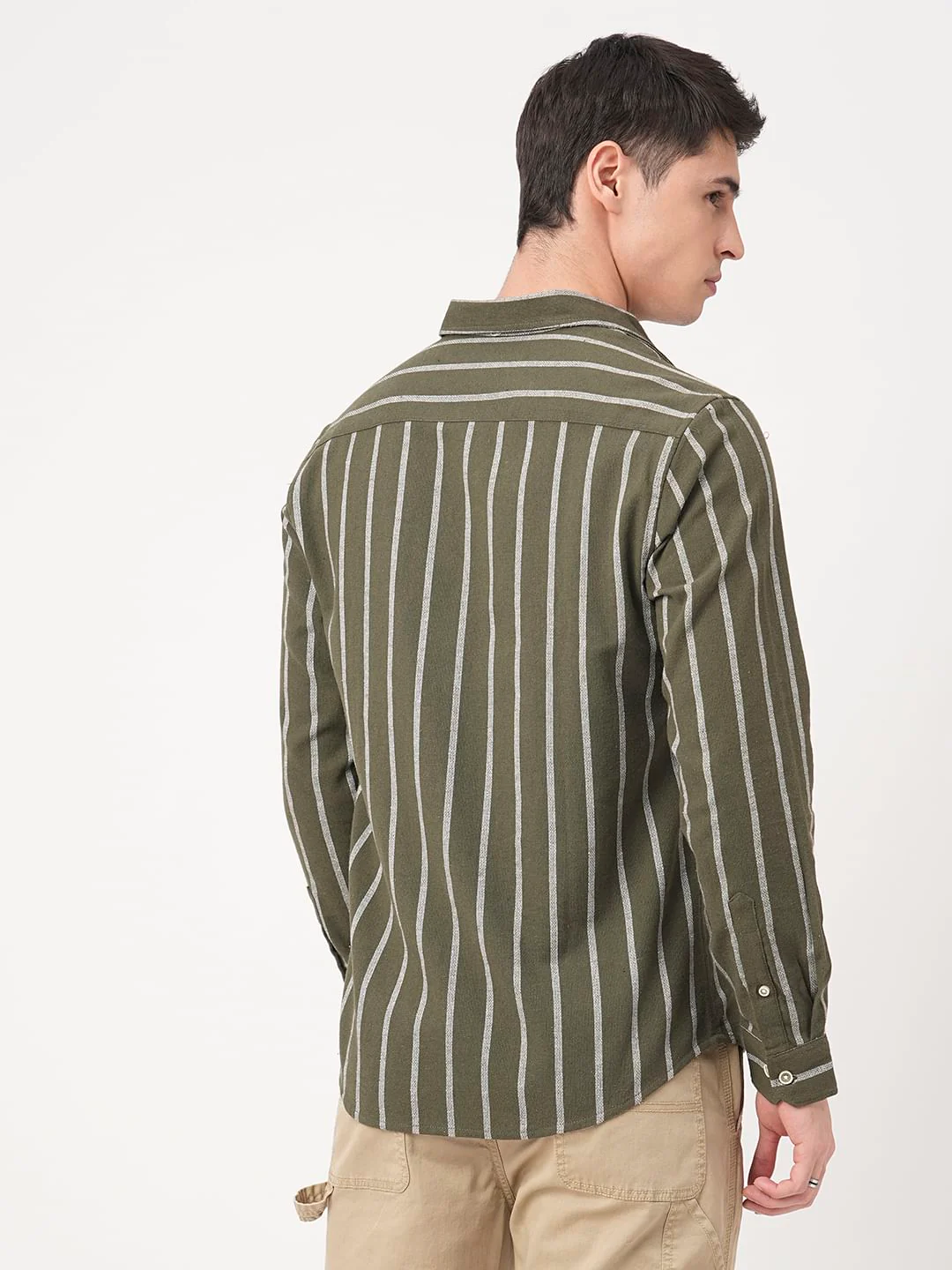 Seaweed Green Chalk Striped Shirt - Image 6