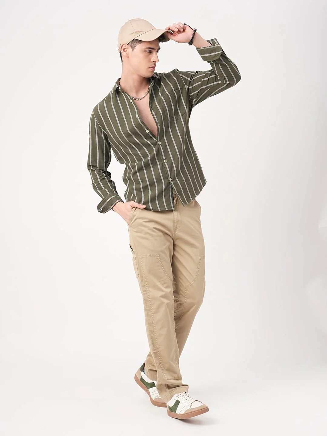 Seaweed Green Chalk Striped Shirt - Image 7