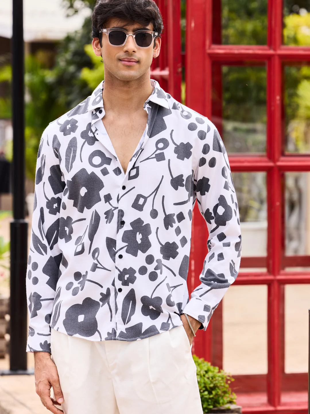 Self-Design Horizontal Striped Shirt - Image 2