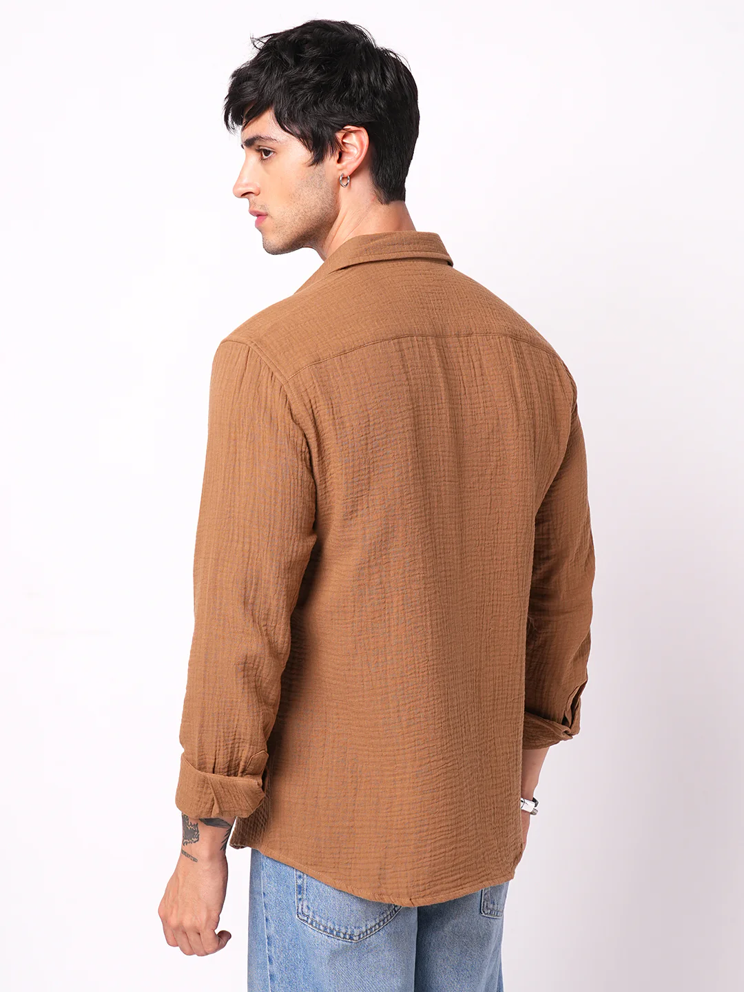 Sepia Brown Double Cloth Shirt - Image 7