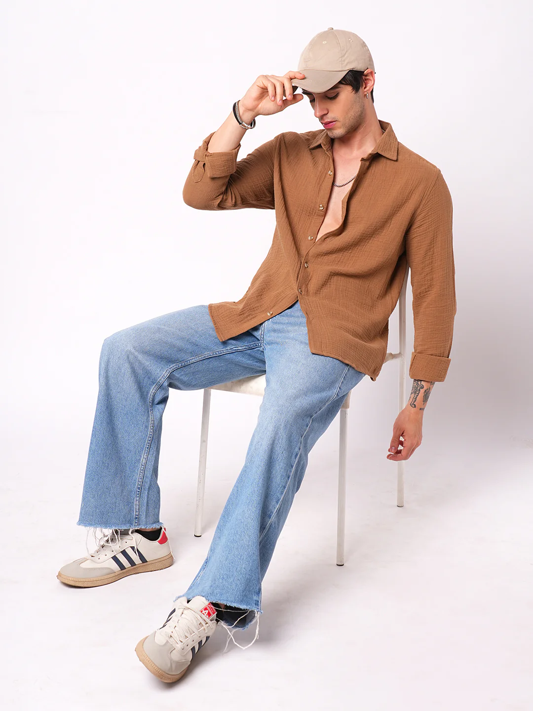 Sepia Brown Double Cloth Shirt - Image 8