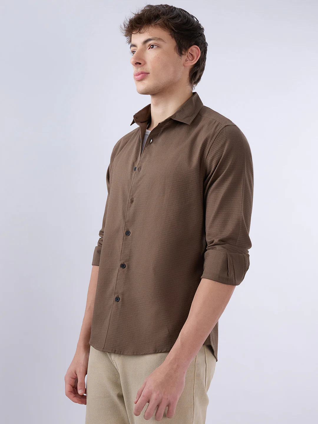 Sepia Brown Textured Shirt - Image 6