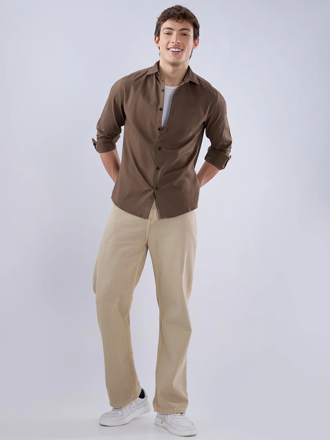 Sepia Brown Textured Shirt - Image 8