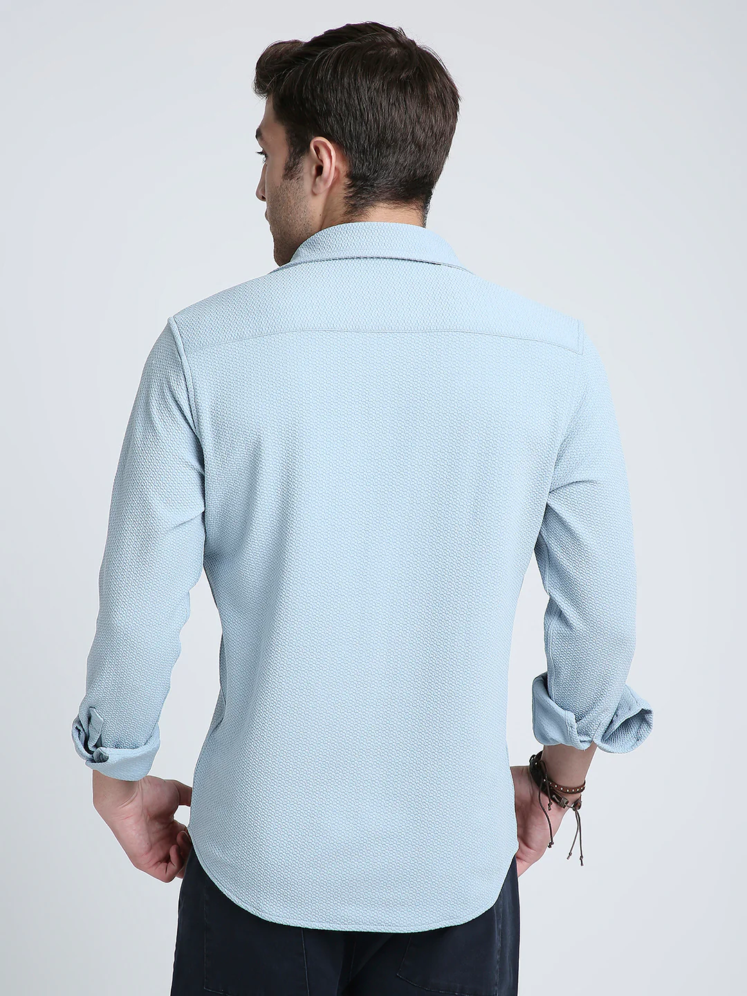 Serene Blue Subtle Textured Shirt - Image 7