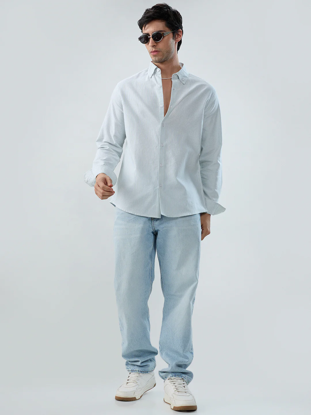 Serene Mint Pinstripe Button-Down Collar Shirt - Image 7