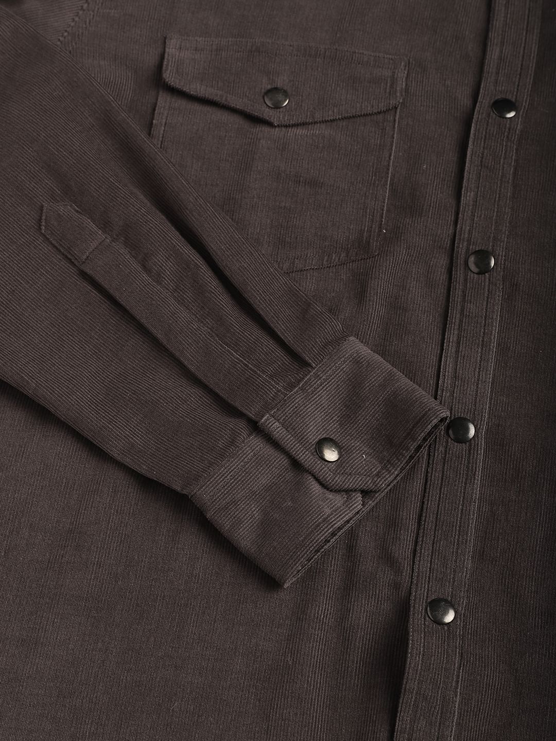 Shadow Grey Double Flap Pocket Corduroy Overshirt - Image 10