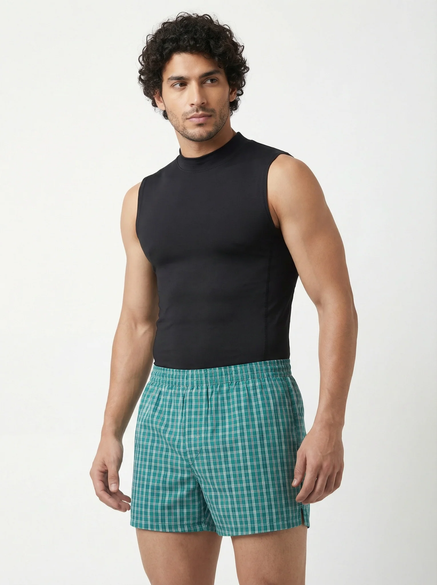 Shamrock Green Checks & Solid Navy Boxers - Image 4