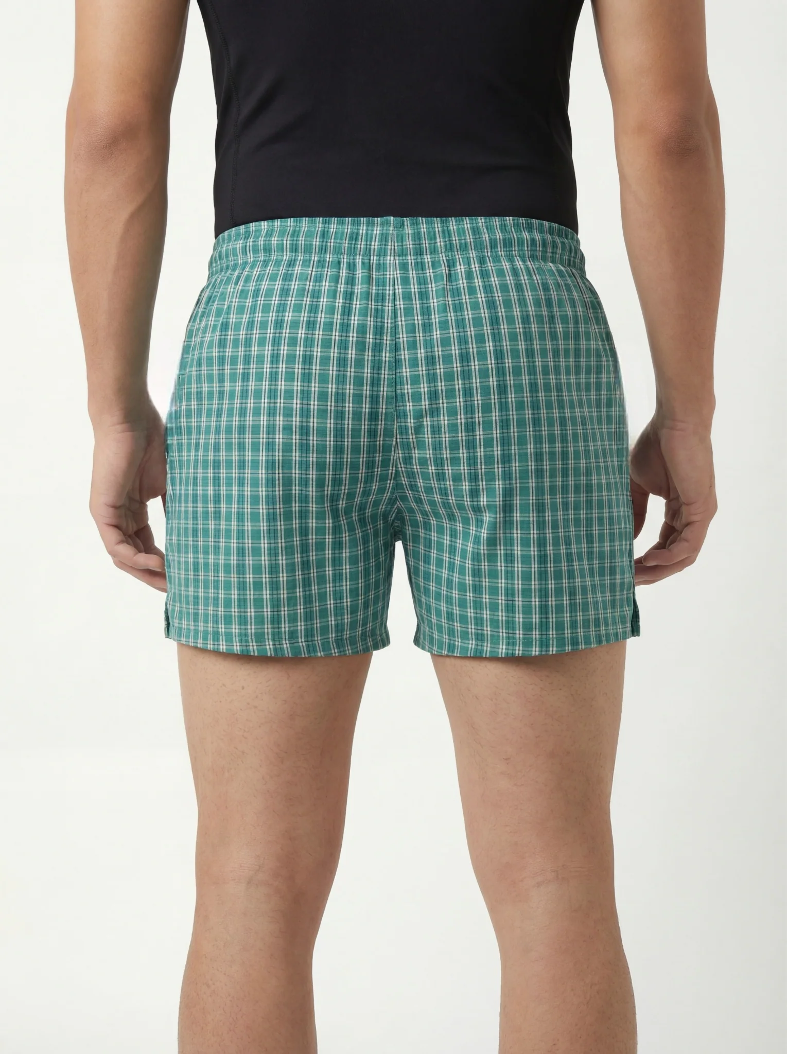 Shamrock Green Checks & Solid Navy Boxers - Image 6