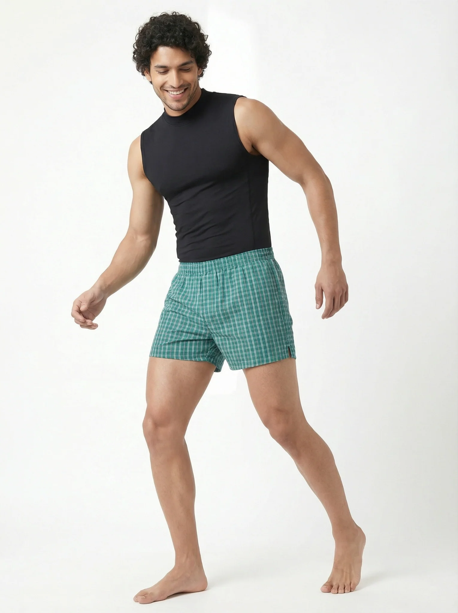 Shamrock Green Checks & Solid Navy Boxers - Image 8