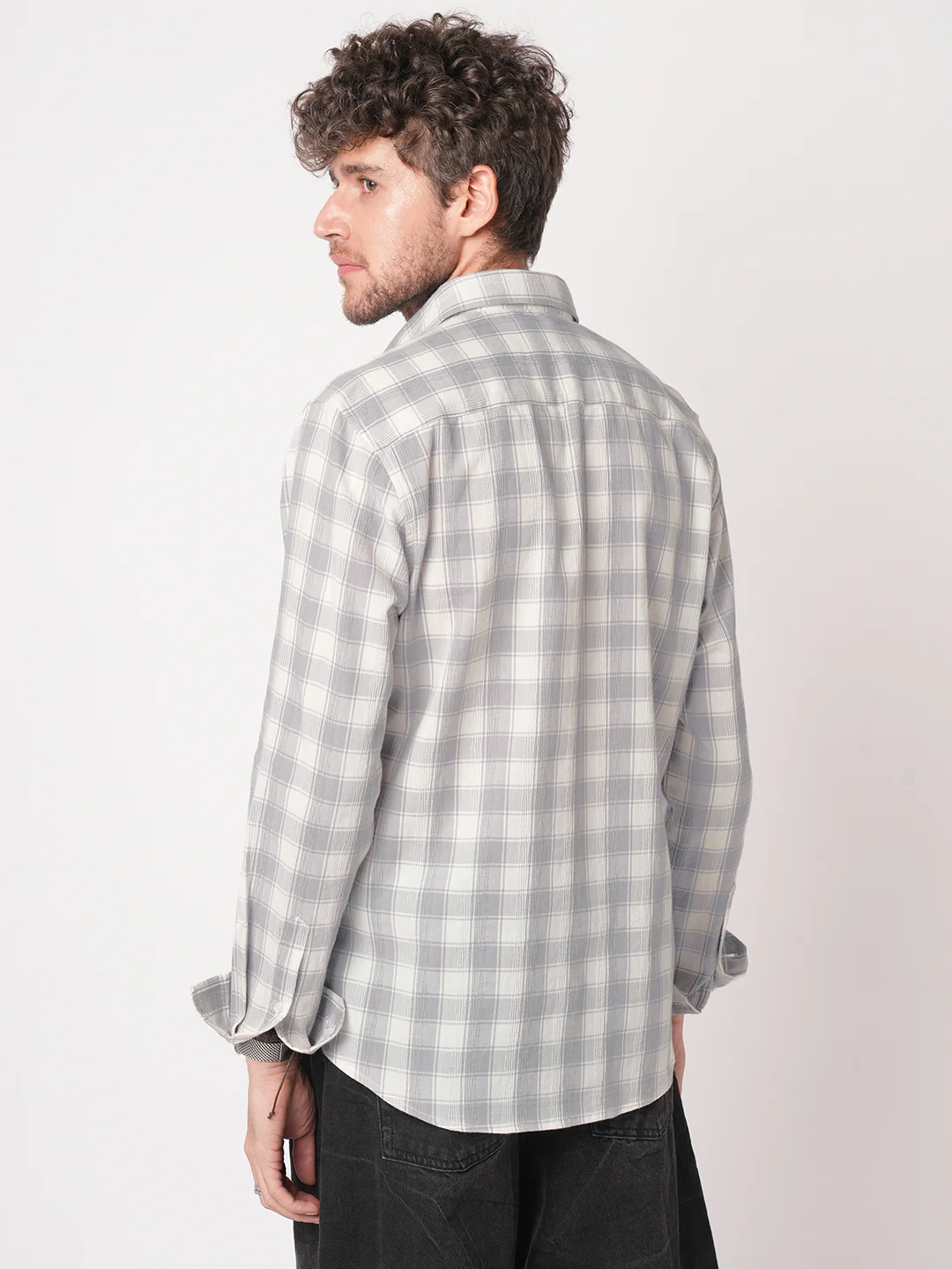 Silver Mist Premium Dobby Checks Shirt - Image 6
