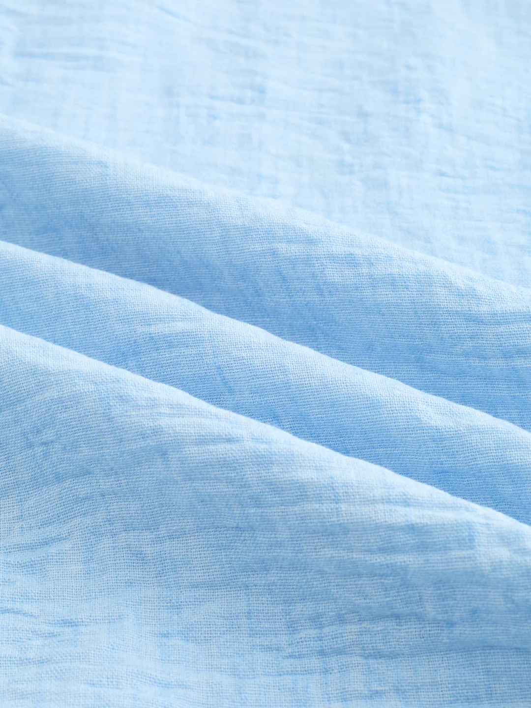 Sky Blue Crinkled Center Seam Oversized Polo Shirt - Image 9