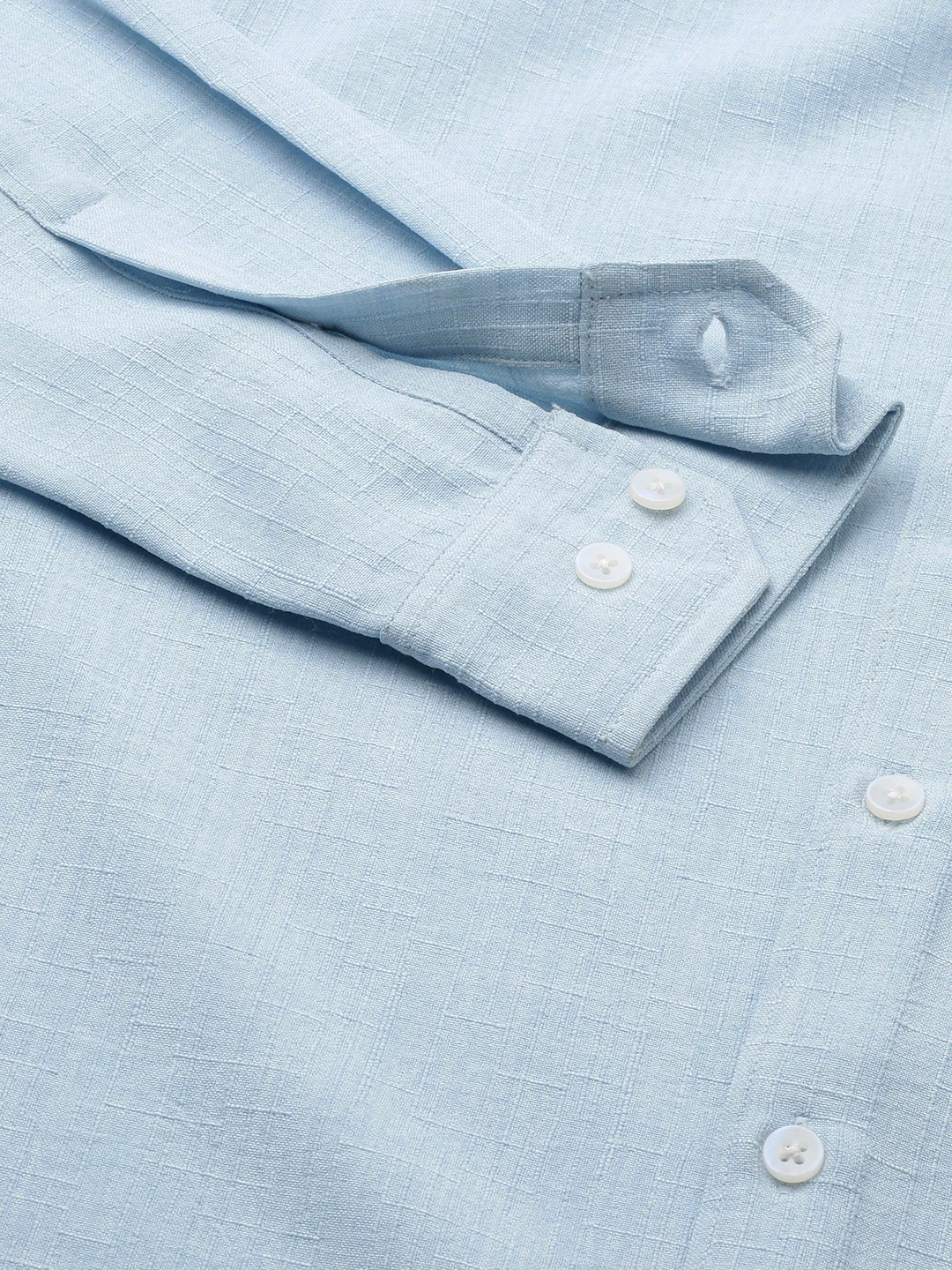 Sky Blue Slub Textured Shirt - Image 3