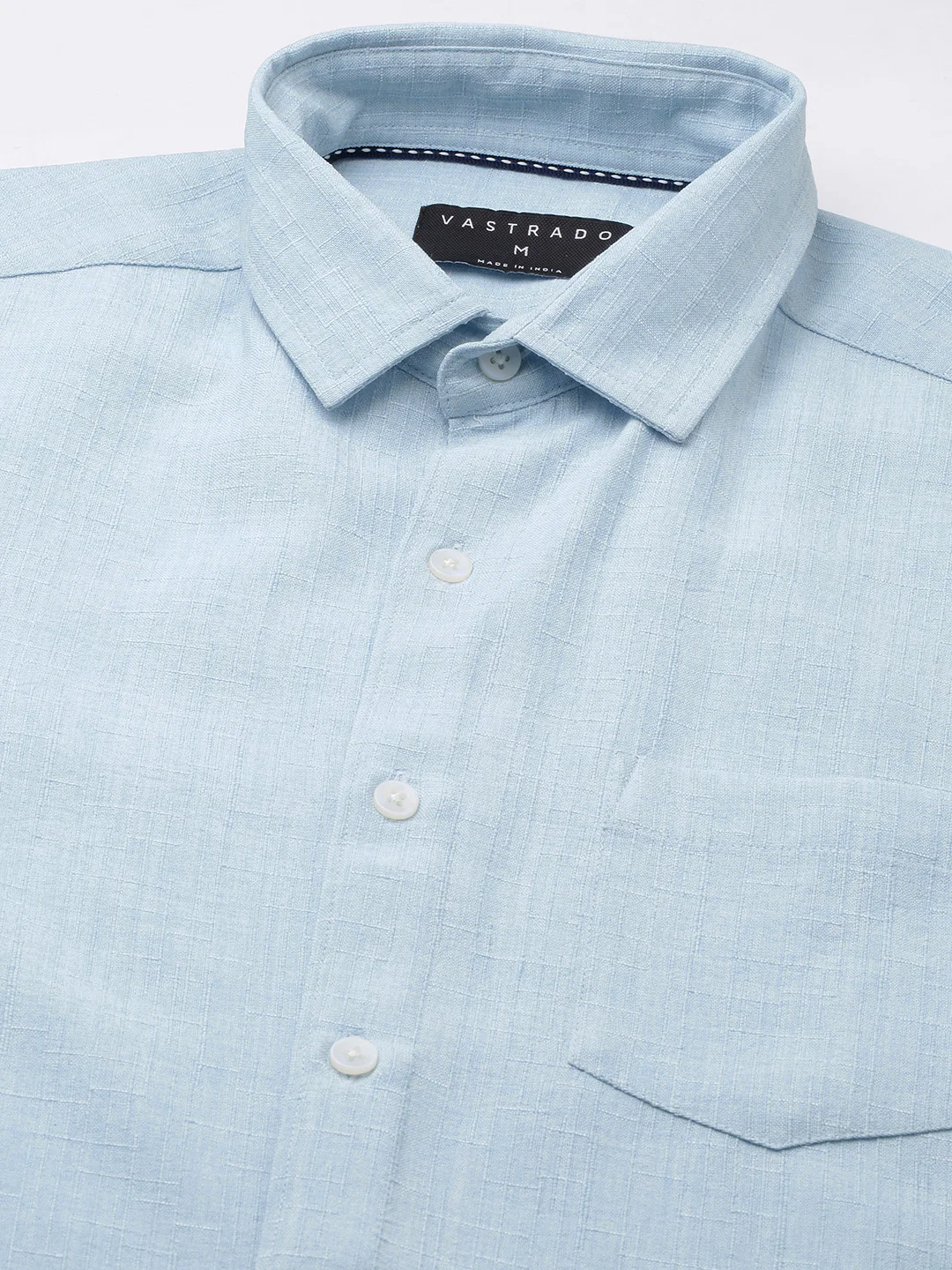 Sky Blue Slub Textured Shirt - Image 8