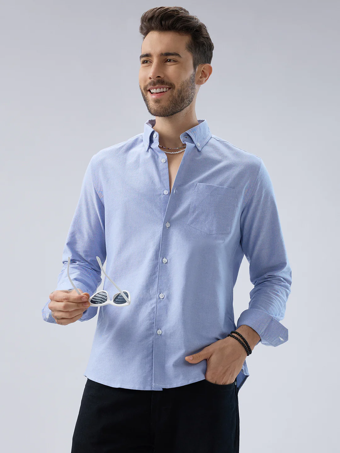 Sky Mist Oxford Weave Button-Down Shirt - Image 2