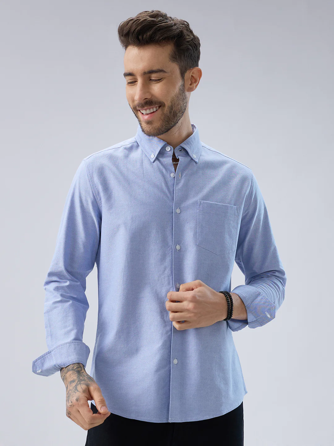 Sky Mist Oxford Weave Button-Down Shirt - Image 4