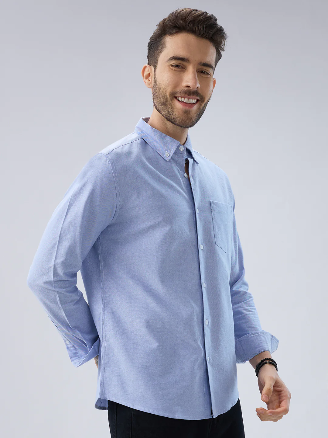 Sky Mist Oxford Weave Button-Down Shirt - Image 5