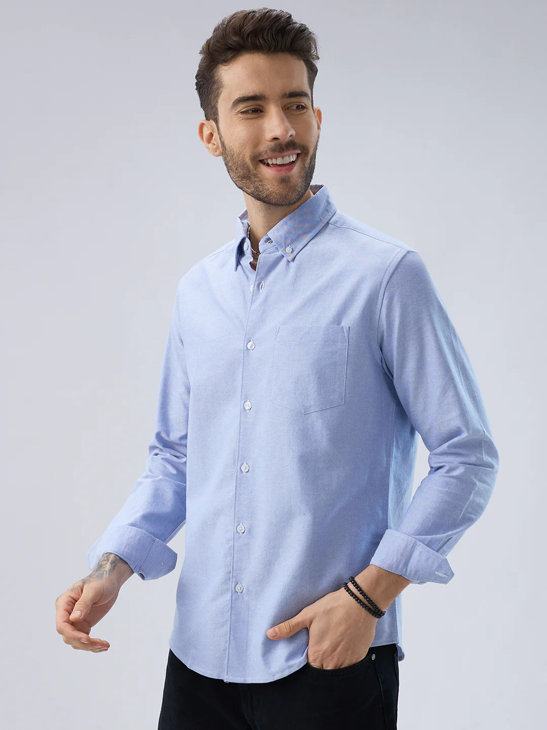Sky Mist Oxford Weave Button-Down Shirt - Image 6