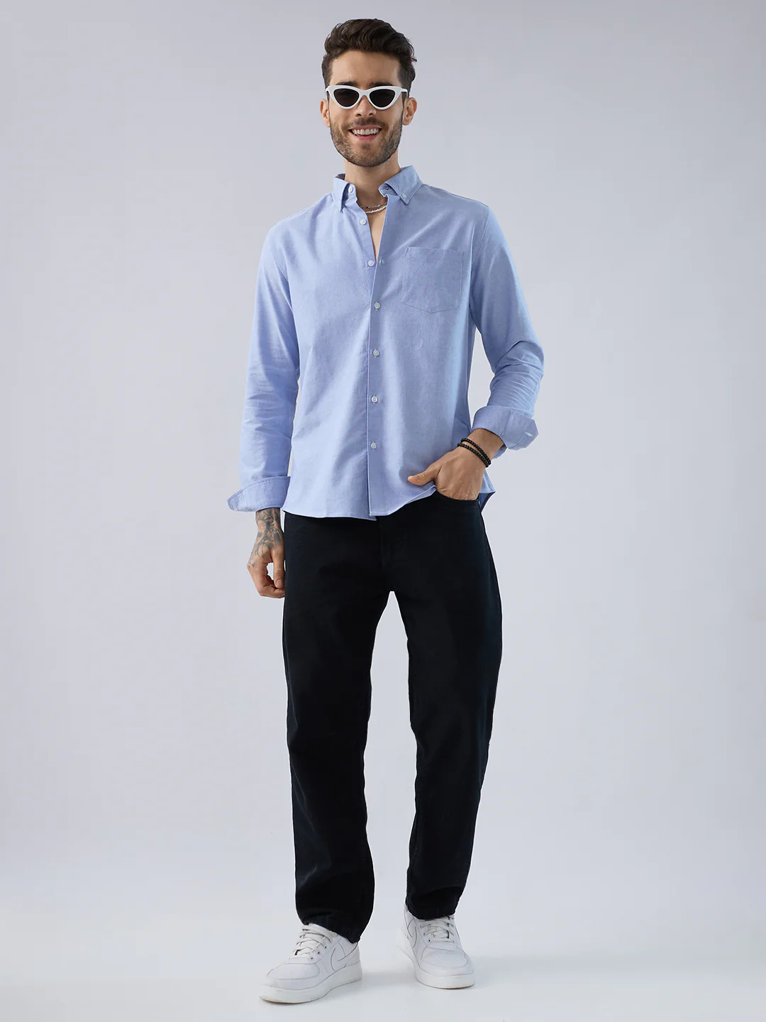 Sky Mist Oxford Weave Button-Down Shirt - Image 8