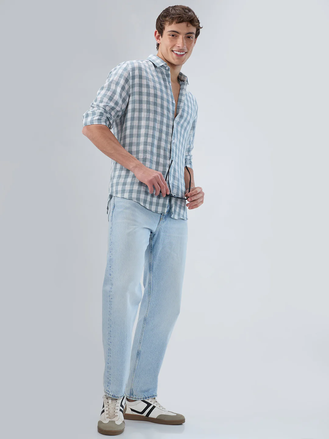 Slate Blue Gingham Checks Shirt - Image 8