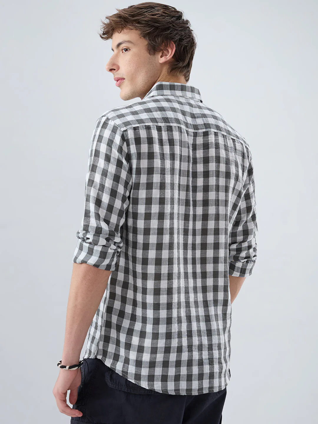 Slate Grey Gingham Checks Shirt - Image 7