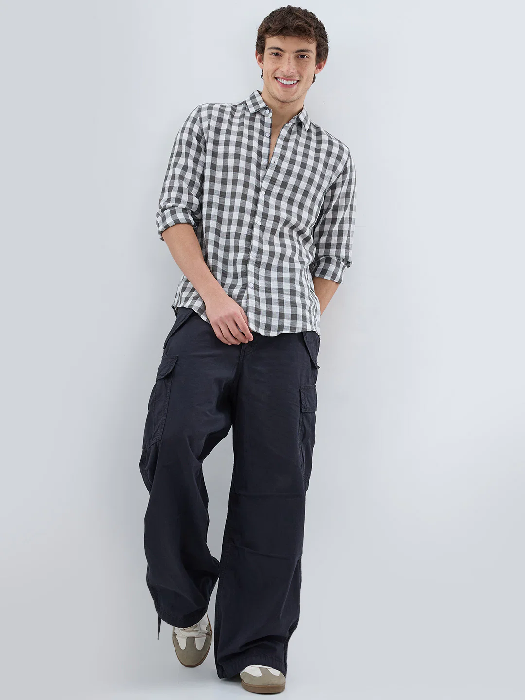 Slate Grey Gingham Checks Shirt - Image 8