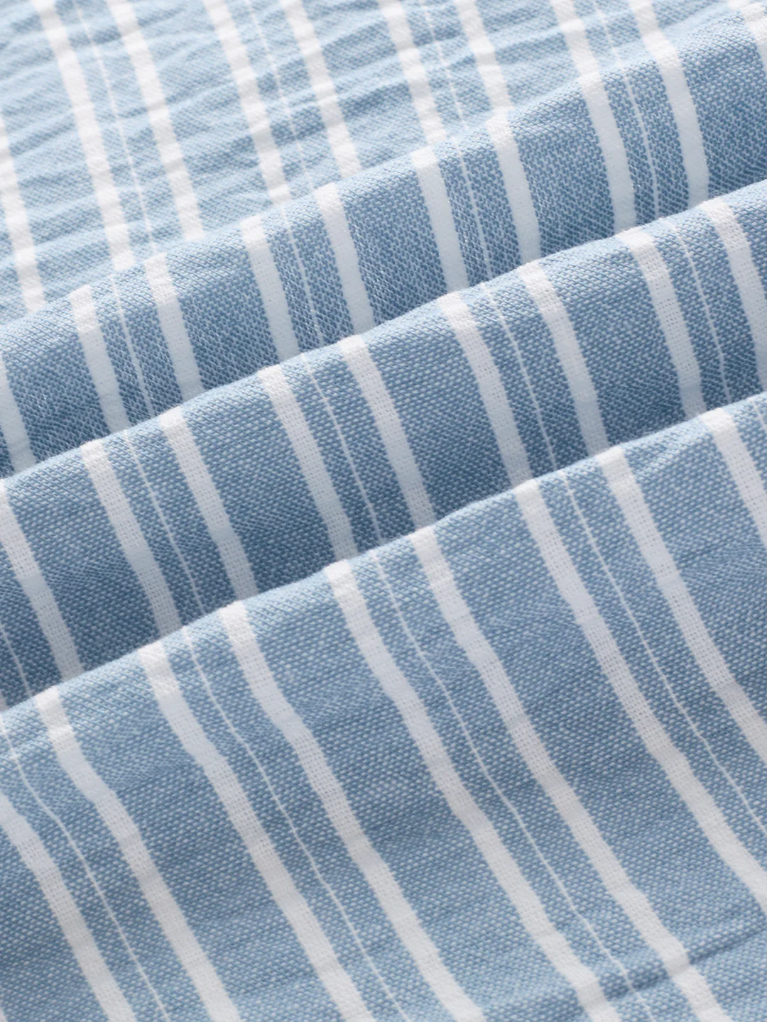 Slushy Dusty Blue Linear Striped Boxy Fit Crop Shirt - Image 3