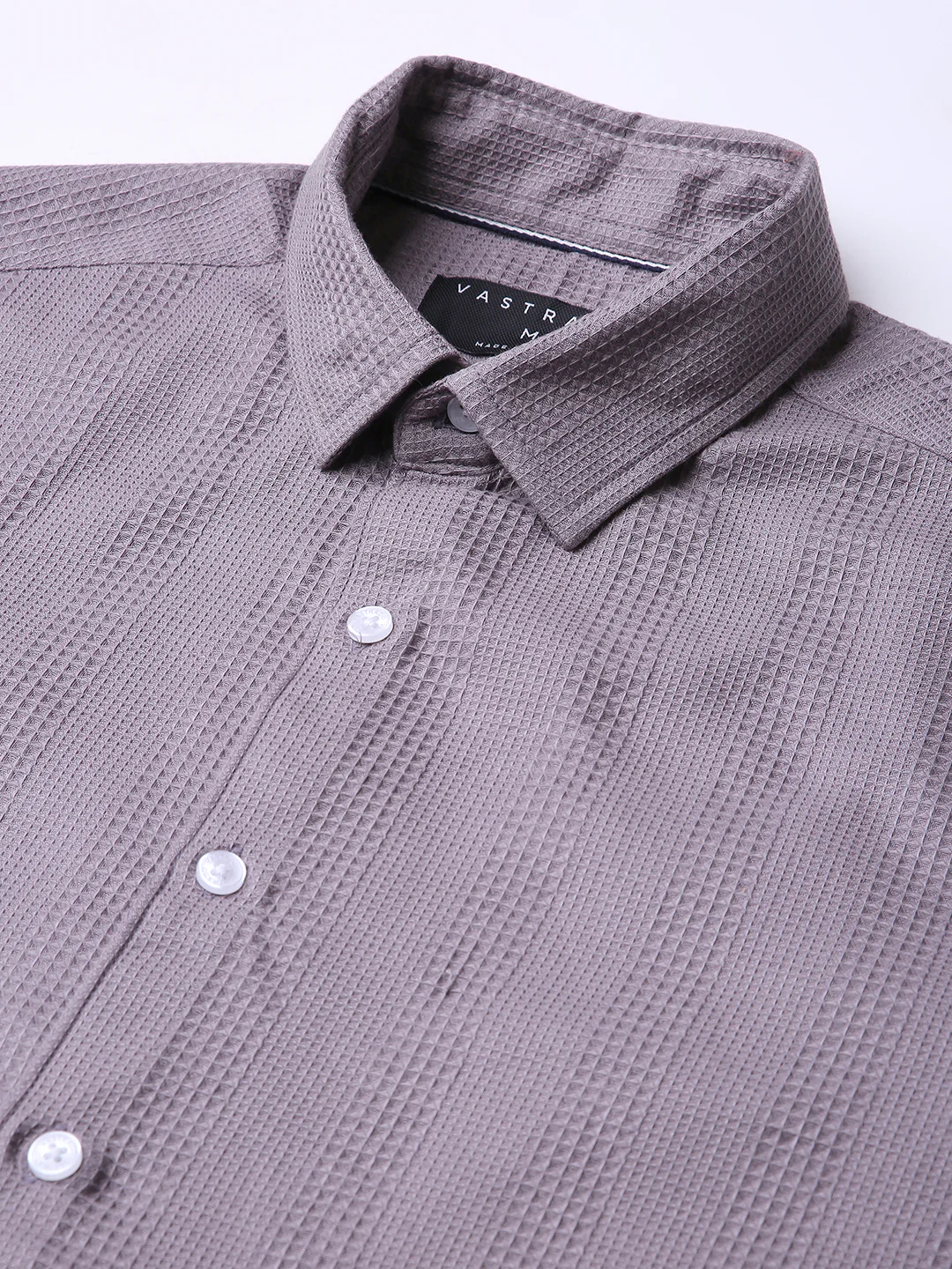 Smoky Mauve Waffle Grid Weave Shirt - Image 7