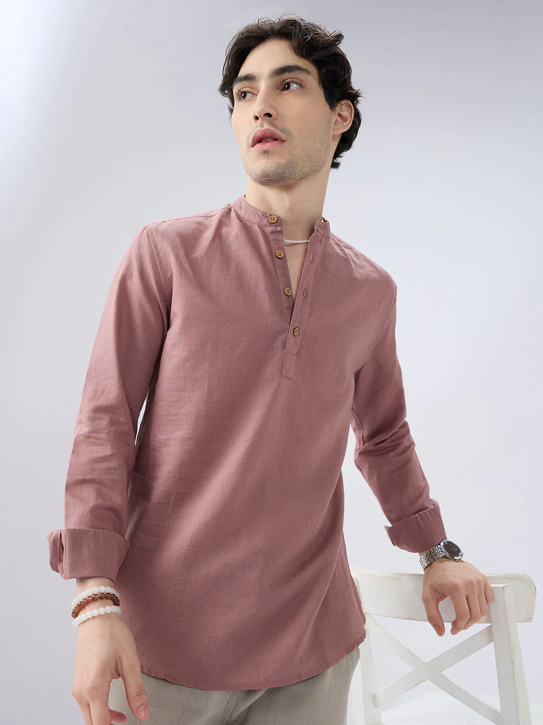 Smoky Rose Everyday Linen Kurta - Image 2