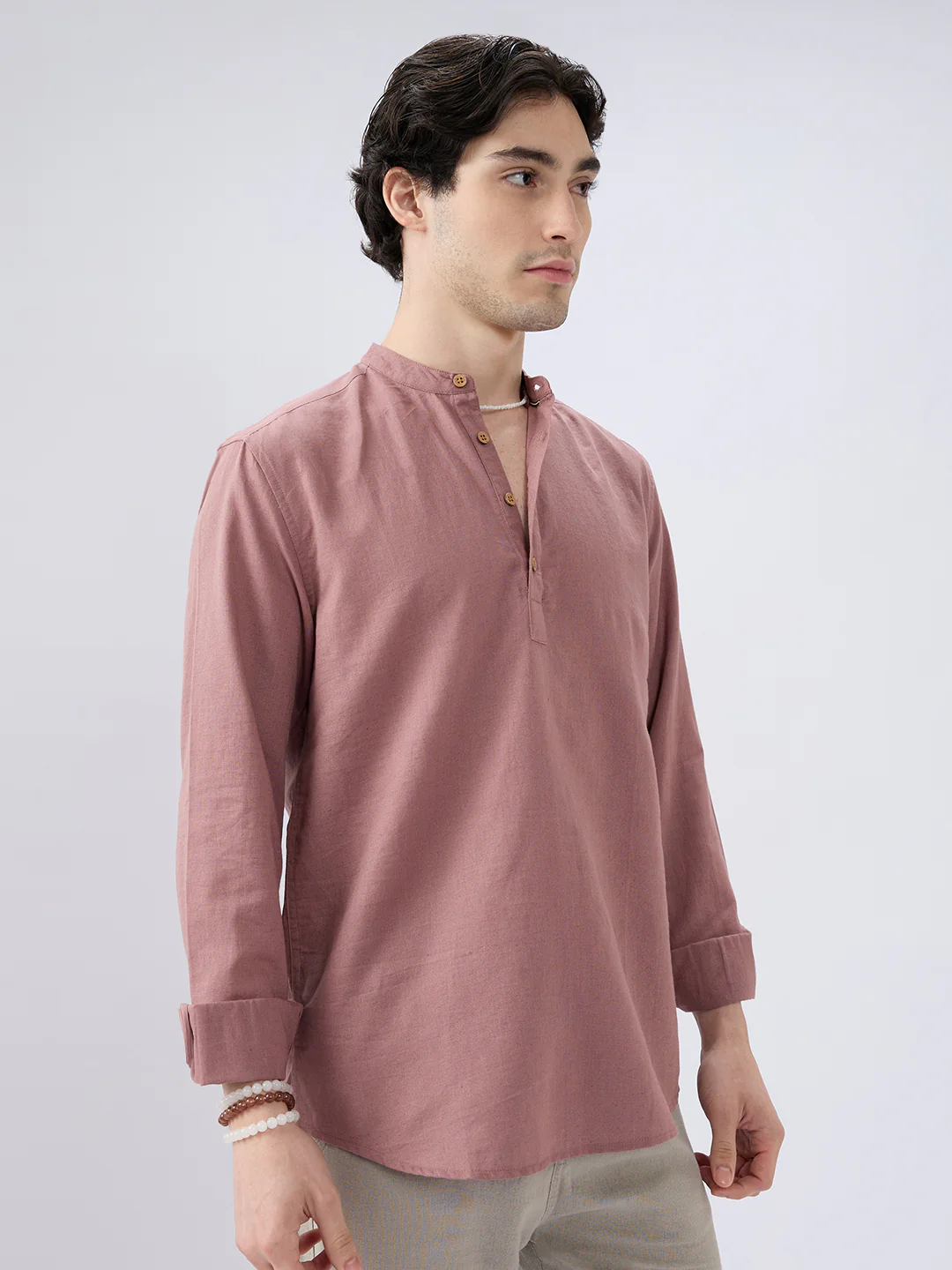 Smoky Rose Everyday Linen Kurta - Image 3
