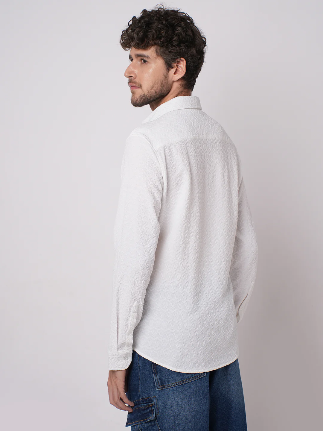 Snow White Cloud Grain Textured Shirt - Image 6