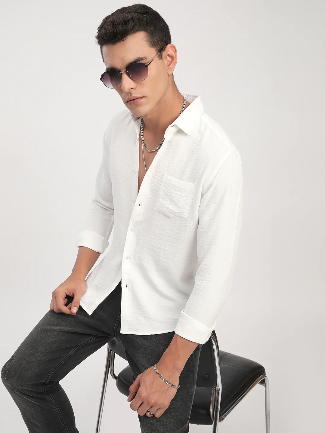 Snow White Crinkled Shirt - Image 4