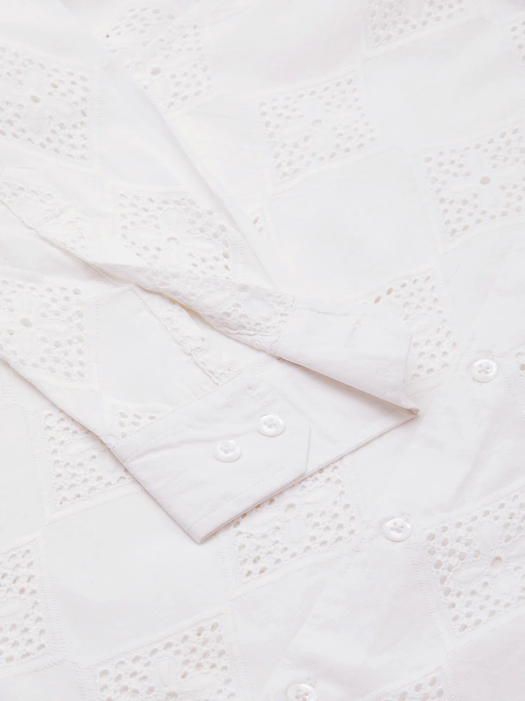 Snow White Diamond Schiffli Shirt - Image 8