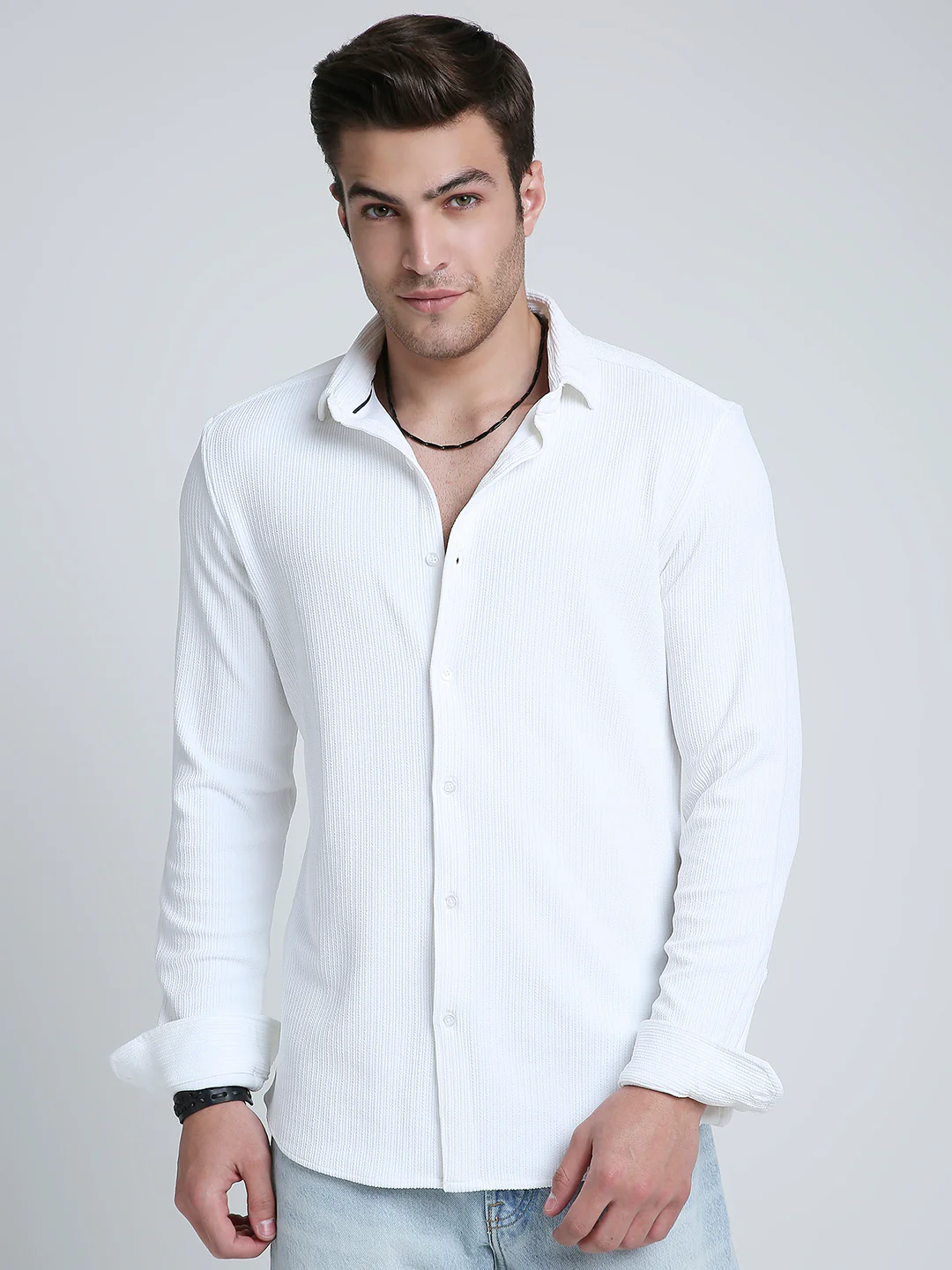 Snow White Textured Weave Shirt - Image 4
