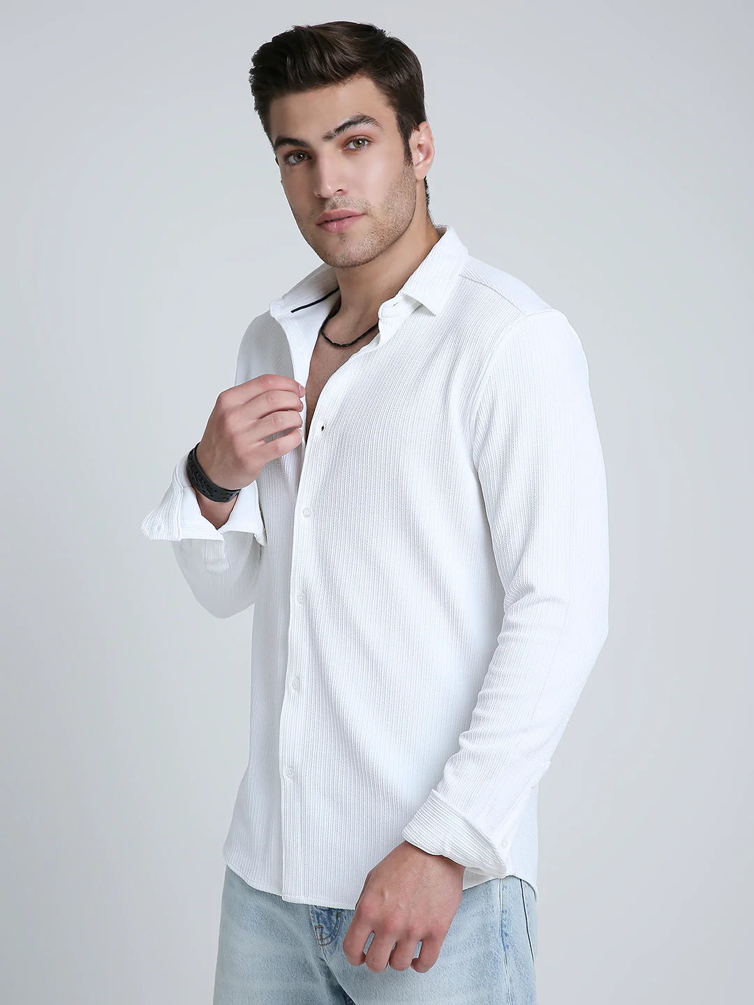 Snow White Textured Weave Shirt - Image 5