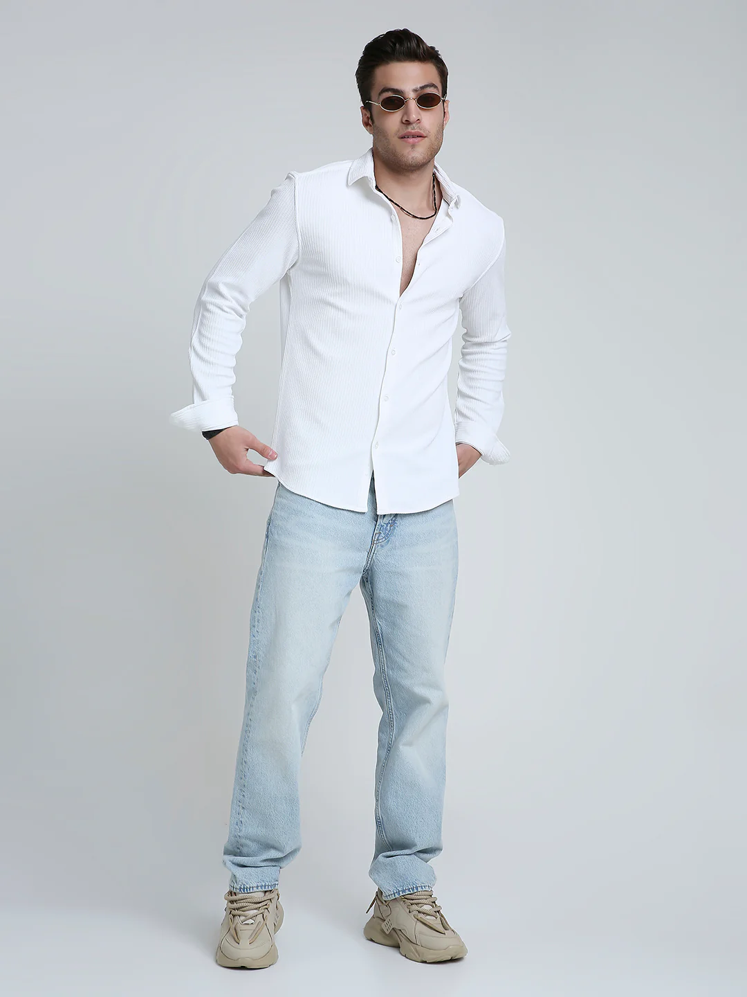 Snow White Textured Weave Shirt - Image 7
