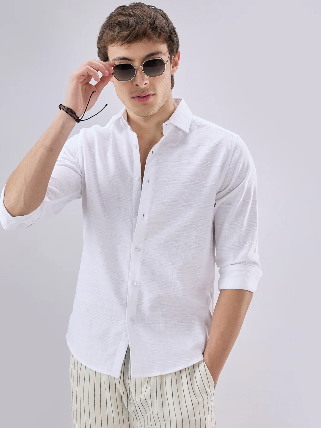 Snow White Textured Weave Shirt - Image 2