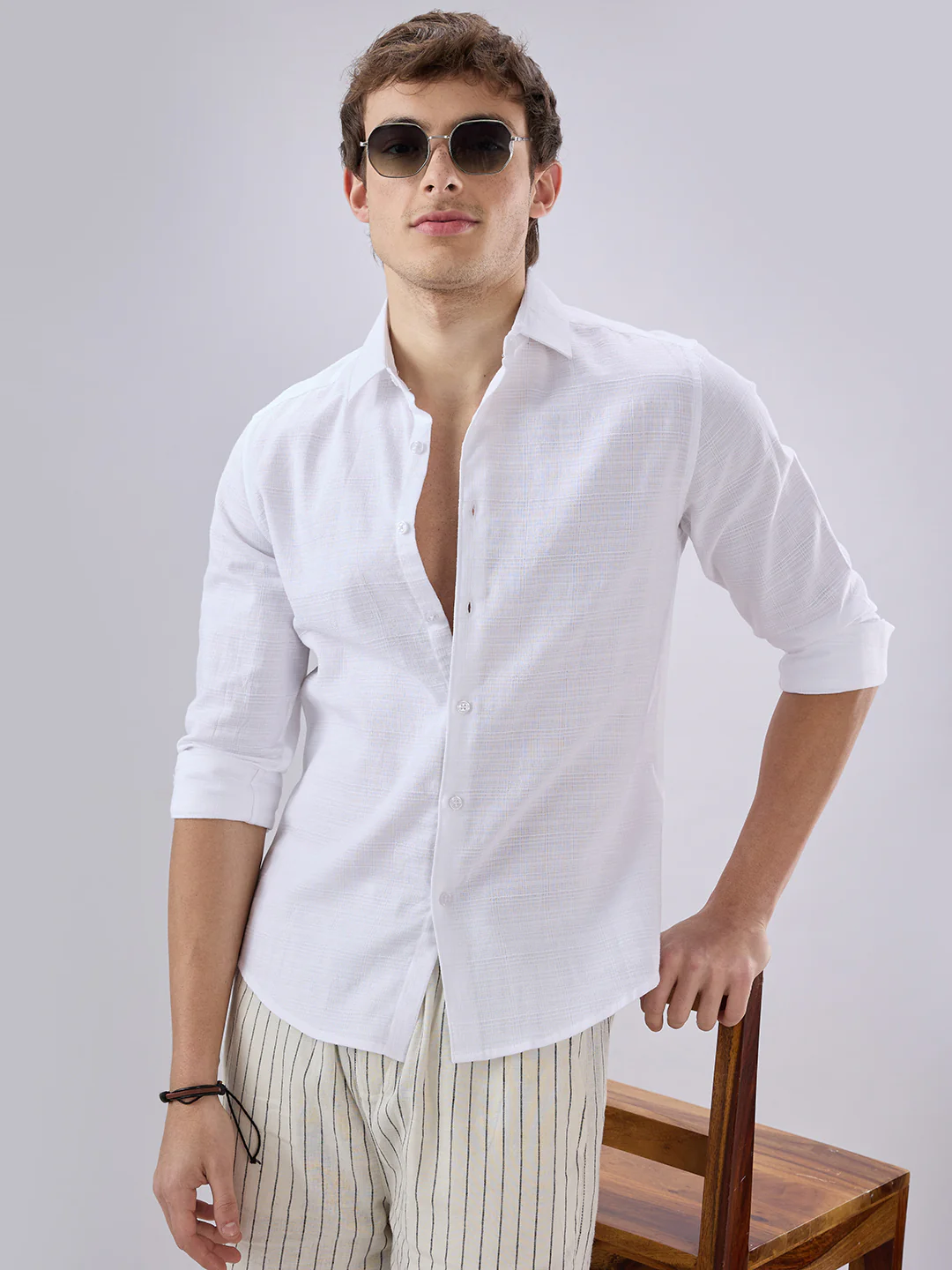 Snow White Textured Weave Shirt - Image 4