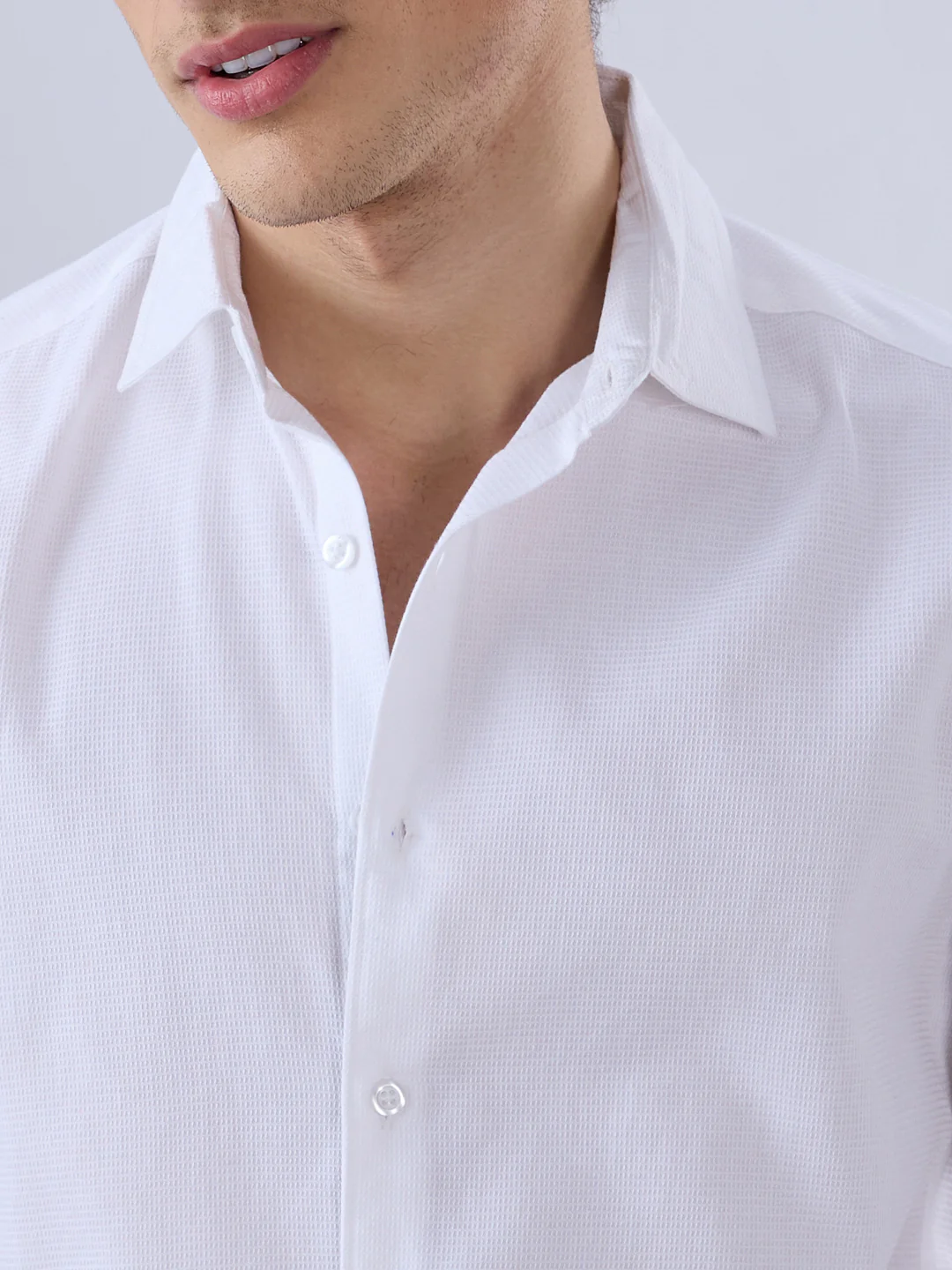 Snow White Minimal Textured Shirt - Image 3