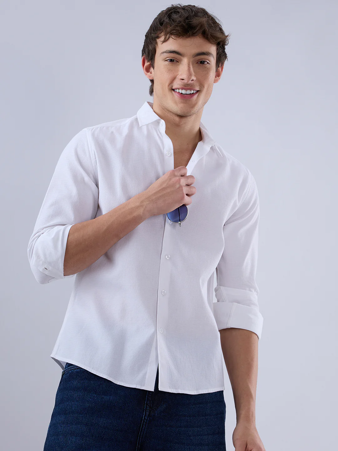 Snow White Minimal Textured Shirt - Image 4