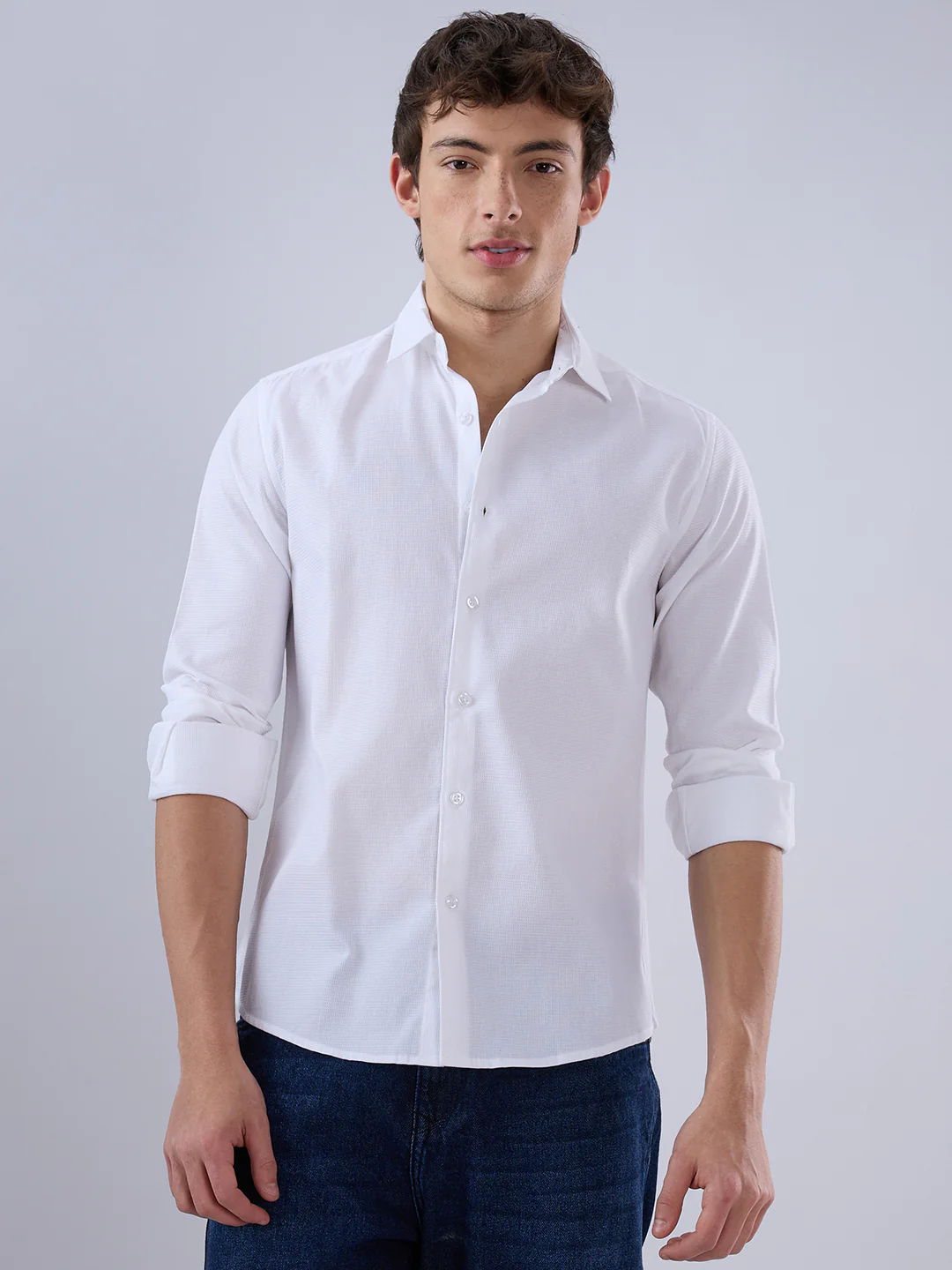 Snow White Minimal Textured Shirt - Image 5