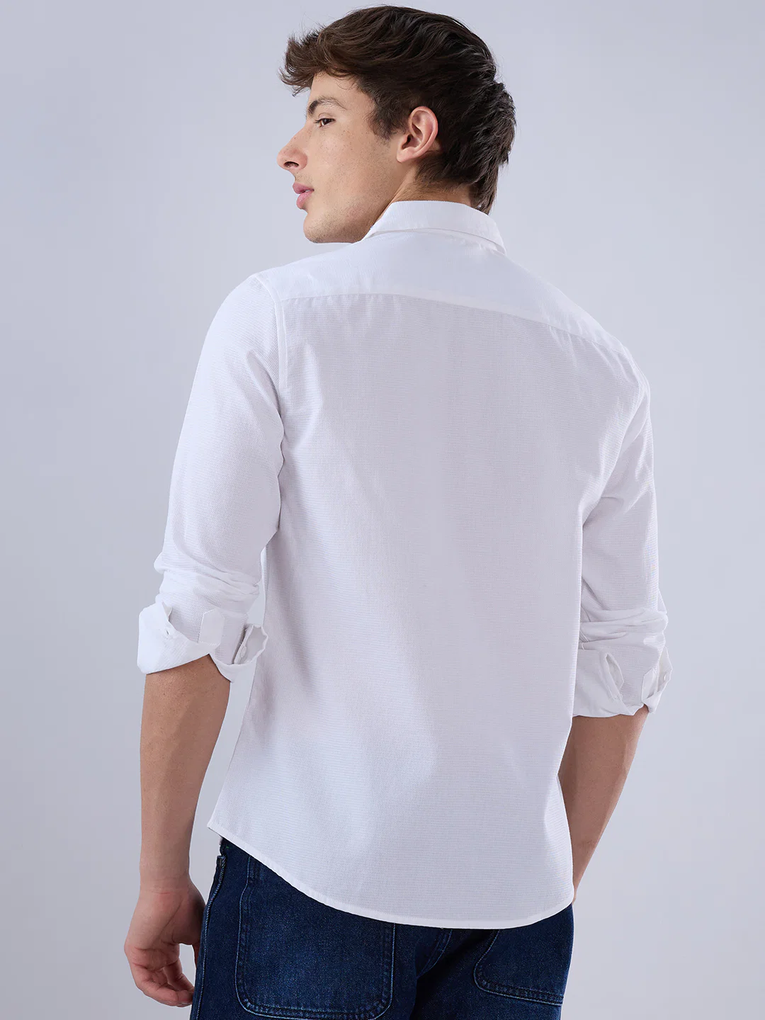 Snow White Minimal Textured Shirt - Image 7