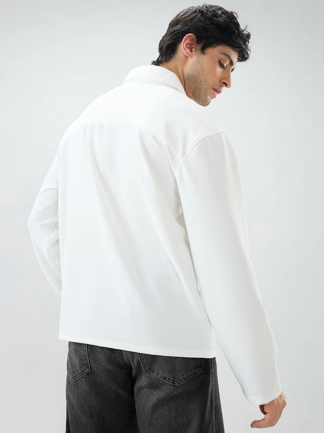 Snow White Oversized Polo Tencel Knit Shirt - Image 7
