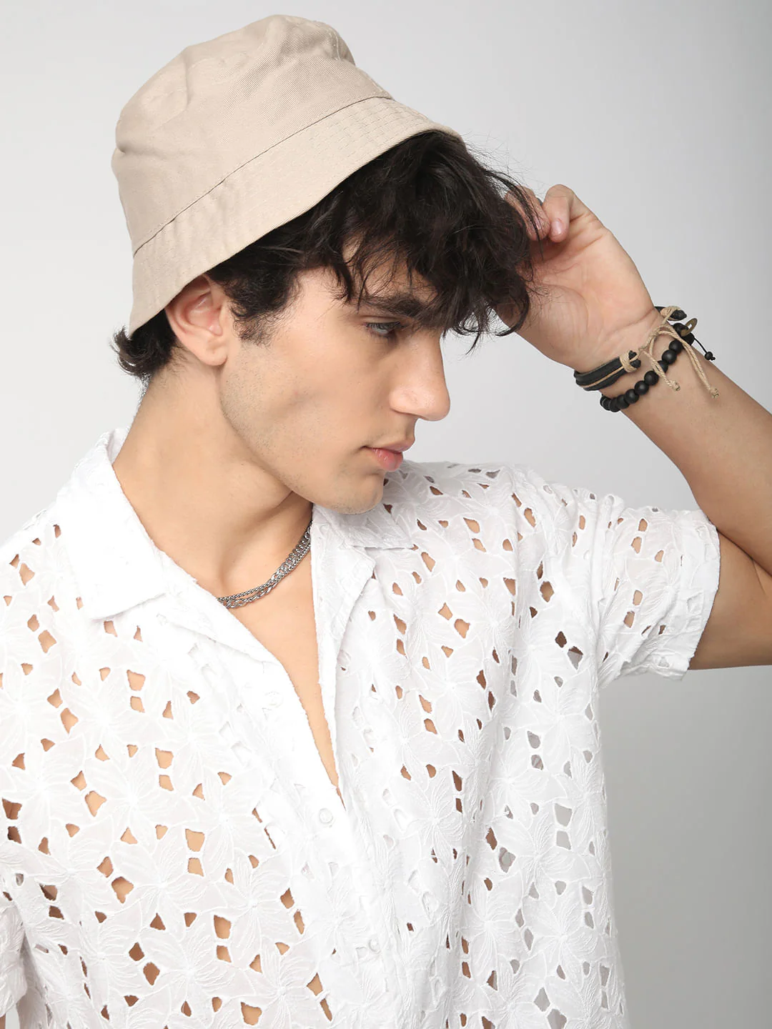 Snow White Schiffli Notch Collar Oversized Shirt - Image 3