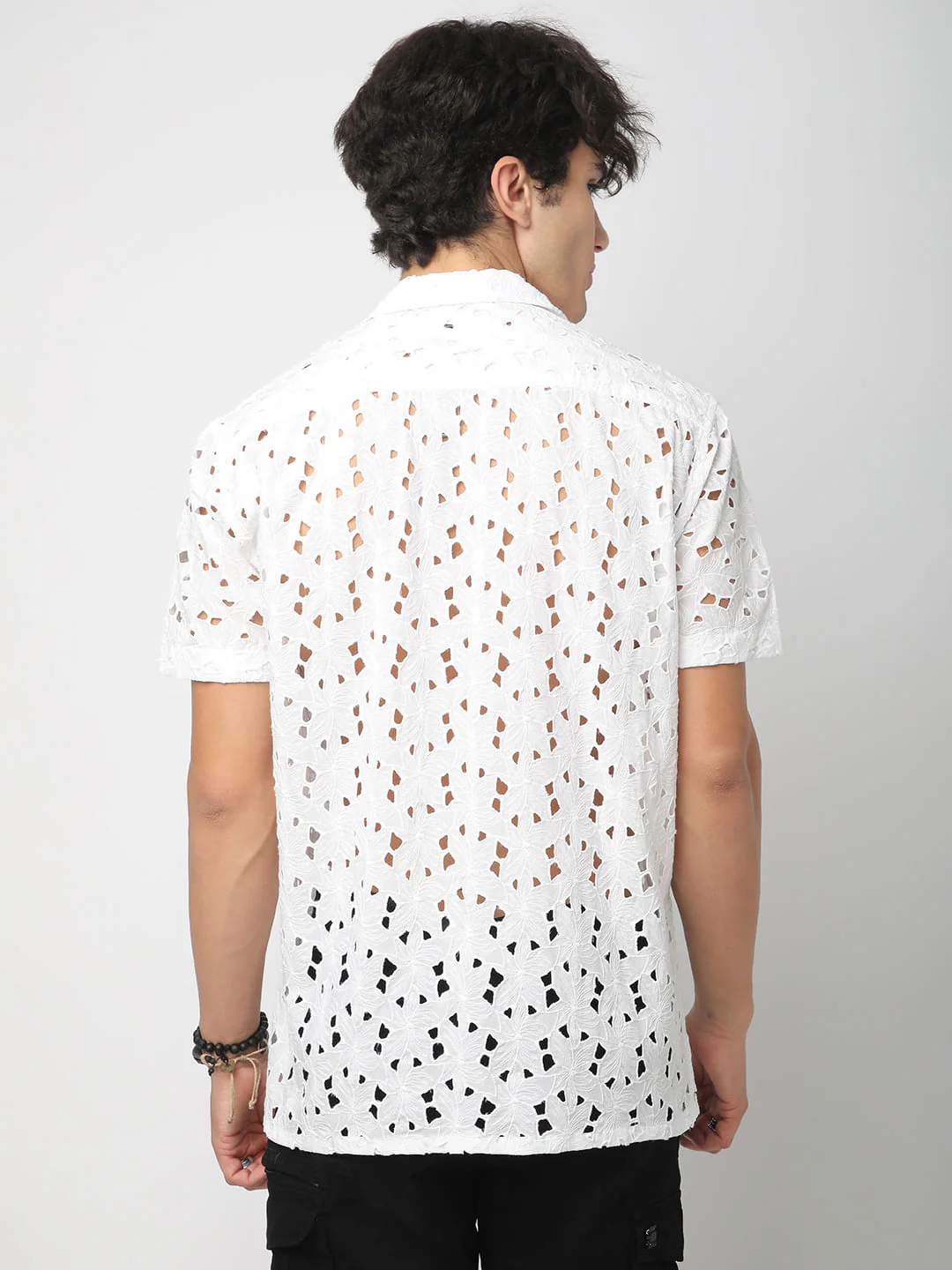 Snow White Schiffli Notch Collar Oversized Shirt - Image 6