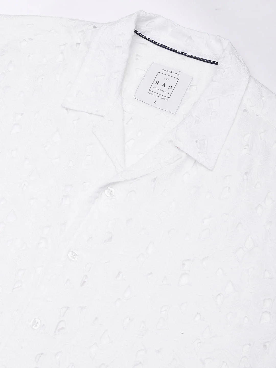 Snow White Schiffli Notch Collar Oversized Shirt - Image 8